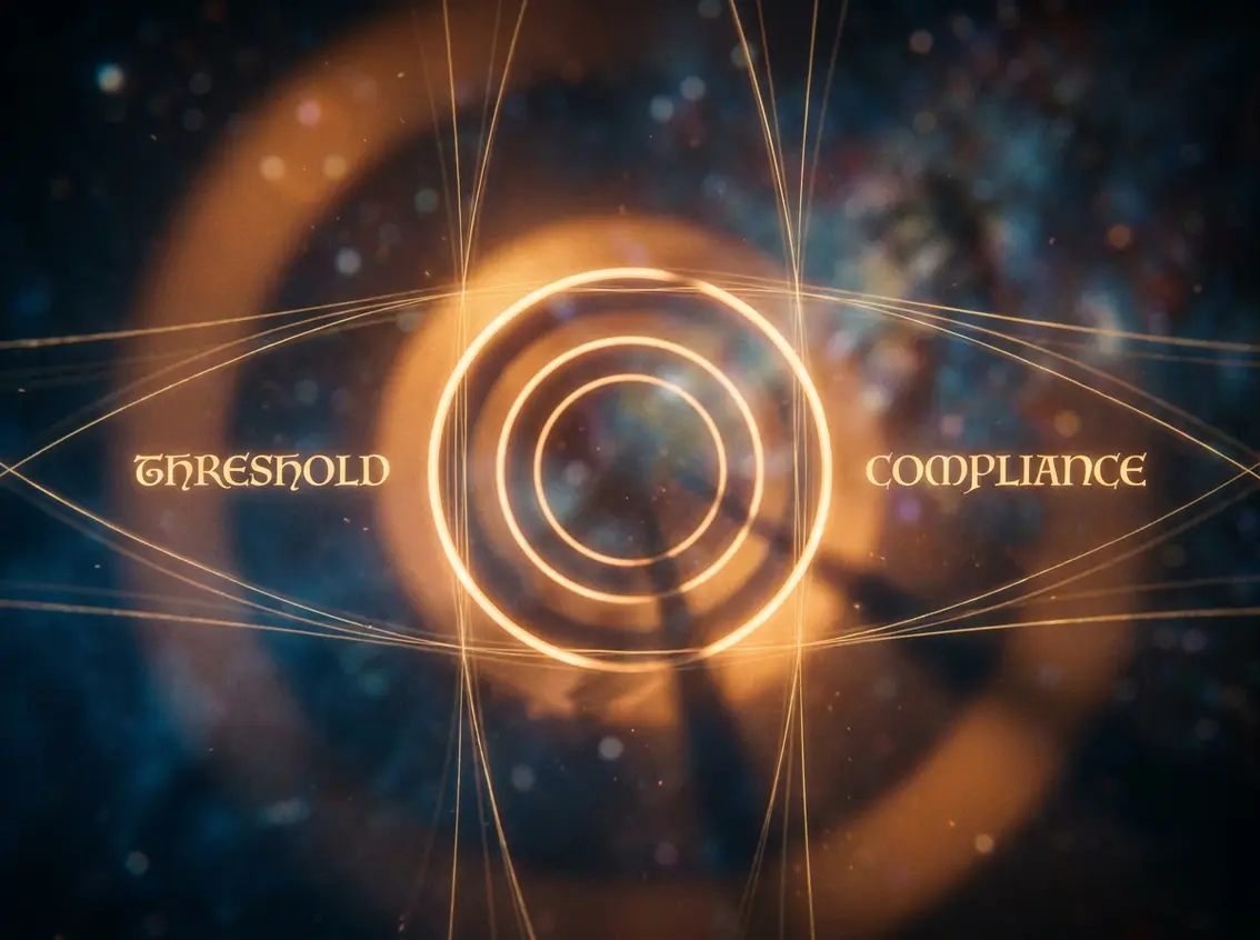 Abstract golden glowing concentric circles symbolizing threshold compliance monitoring for sales tax limits.