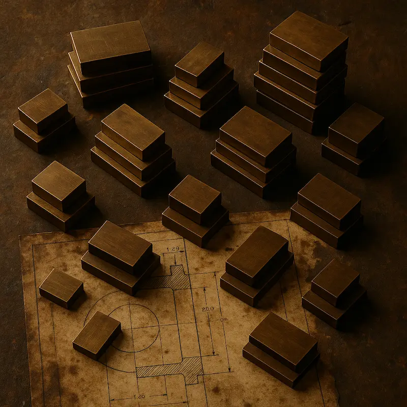 Set of antique brass and metal weighing scales arranged on a wooden table beside an old leather-bound book, symbolizing balance and financial measurement.
